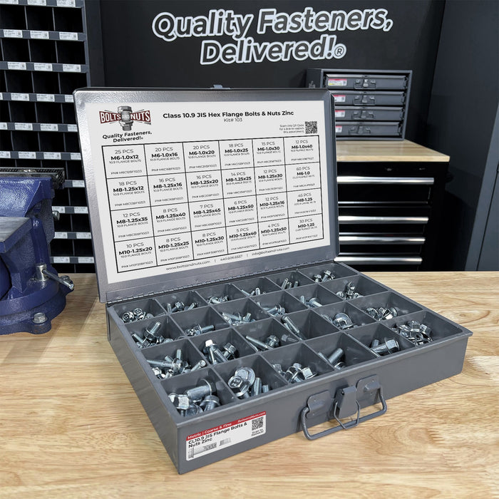 Metric Class 10.9 JIS Hex Flange Frame Bolts & Nuts Assortment M6-M10 402 PCS