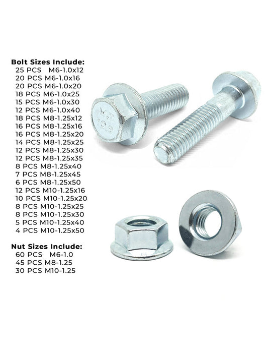 Metric Class 10.9 JIS Hex Flange Frame Bolts & Nuts Assortment M6-M10 402 PCS