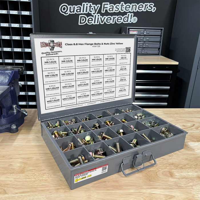 Metric Class 8.8 Hex Flange Bolts & Nuts Assortment - 383 PCS