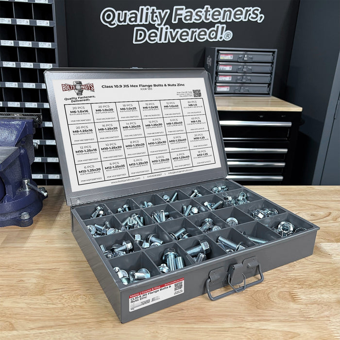 Metric Class 10.9 JIS Hex Flange Frame Bolts & Serr Nuts Assortment M6-M12 402 PCS