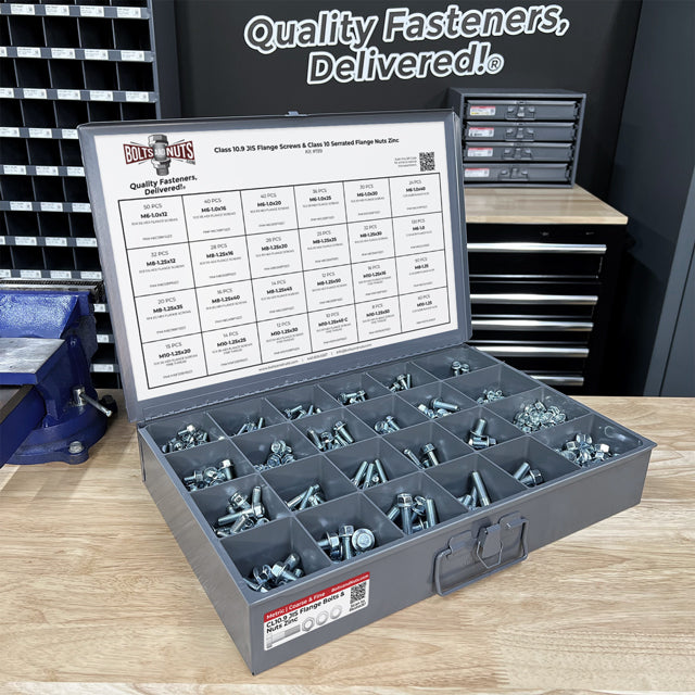 Metric Class 10.9 JIS Hex Flange Frame Bolts & Serrated Nuts Assortment M6-M10 763 PCS