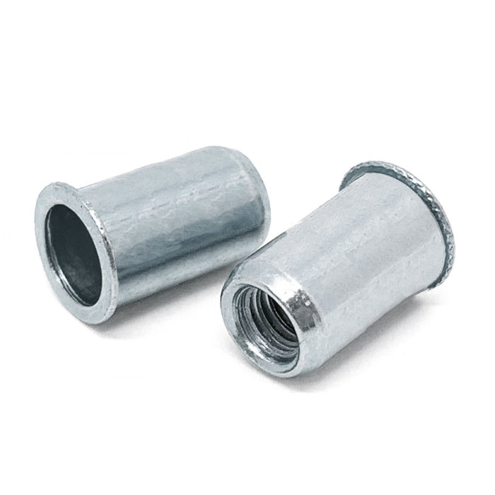 M8-1.25 (.030-.165) Steel Small Flange Smooth Body Rivet Nut Zinc Clear