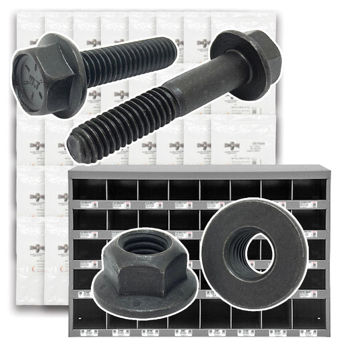 Inch Grade 8 Coarse & Fine Thread Hex Flange Bolt & Lock Nut Kit - 729 PCS