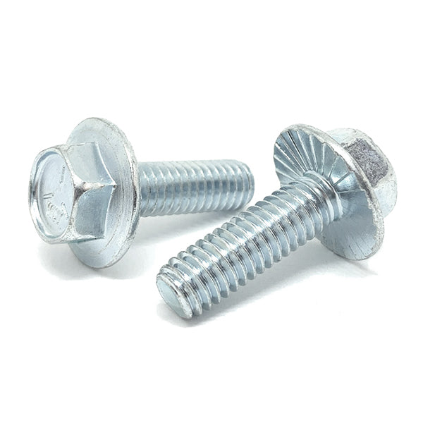 3/8-16x3/4" Grade 5 Serrated Hex Large Flange Bolts Zinc Clear