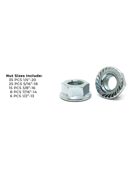 Case Hardened Serrated Hex Flange Nut Assortment - 90 PCS
