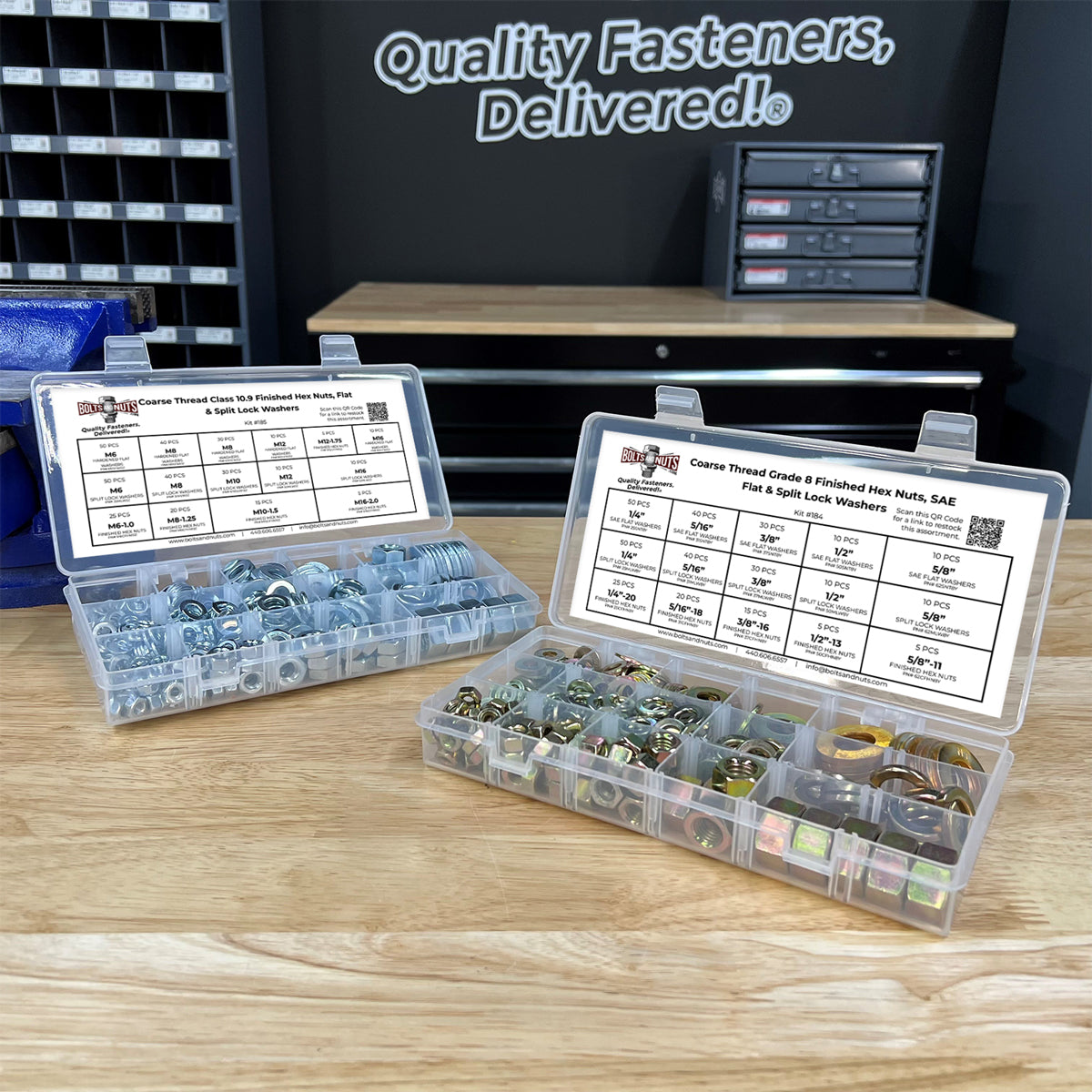 2 Kits: Inch & Metric Hex Nuts, Washers, Split Lock Washers 702 PCS