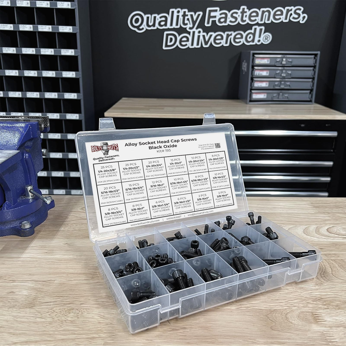 Inch Alloy Socket Cap Screws Black Oxide Finish Assortment - 211 PCS