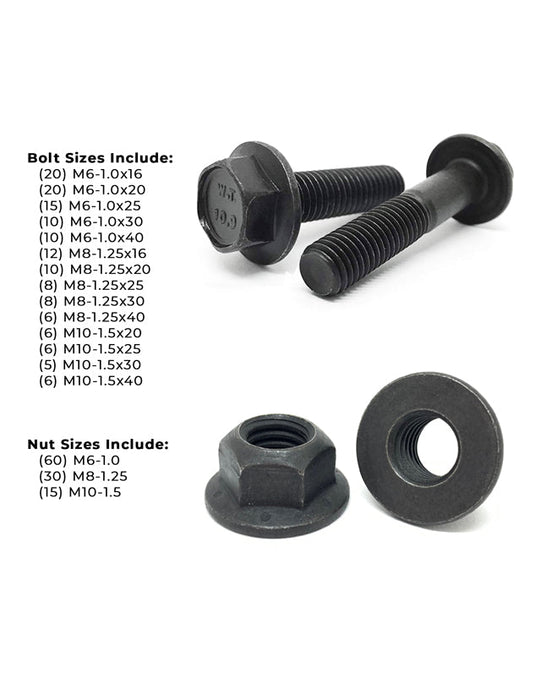 Metric Class 10.9 Hex Flange Bolts & Lock Nuts Assortment - 248 PCS