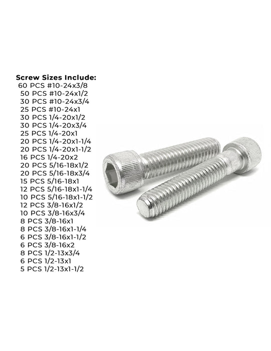 Inch 18-8 Stainless Steel Allen Socket Head Cap Screws Bolts Assortment - 453 PCS