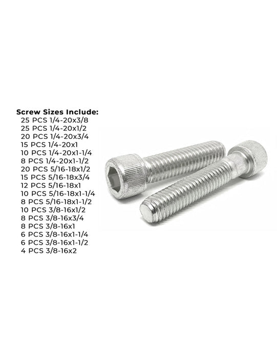 Inch 18-8 Stainless Steel Socket Cap Screws Assortment - 211 PCS