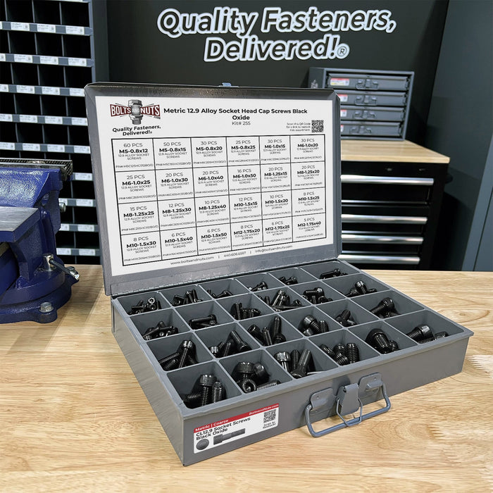 Metric 12.9 Alloy Allen Socket Head Cap Screws Bolts Black Oxide Assortment - 453 PCS