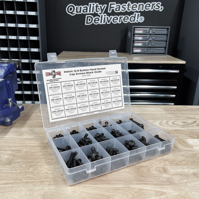 Metric 12.9 Alloy Allen Button Head Socket Cap Screws Bolts Black Oxide Assortment - 211 PCS