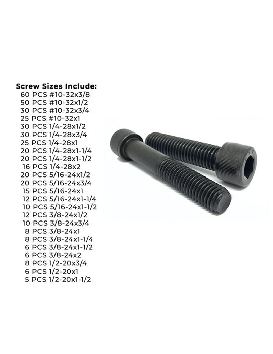 Inch Alloy Allen Fine Thread Socket Head Cap Screws Bolts Black Oxide Assortment - 453 PCS