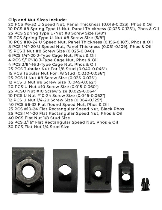 Inch Speed Nuts & U-Nuts Assortment - 457 PCS