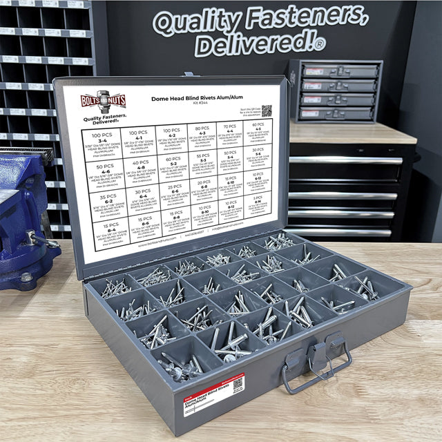 Dome Head Blind Pop Rivets Alum/Alum Mandrel Assortment - 1001 PCS