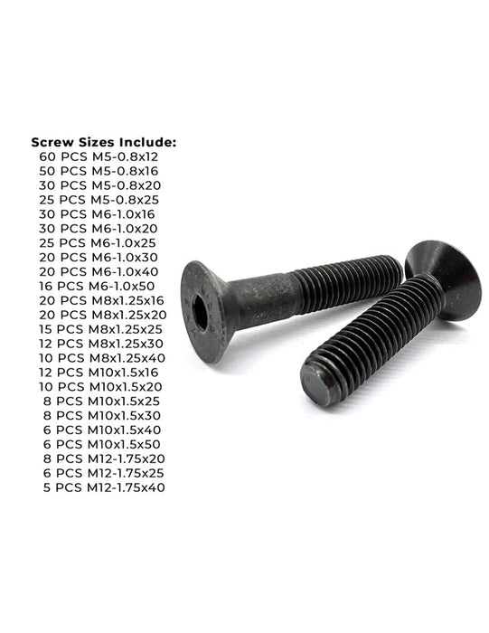 Metric Class 12.9 Flat Socket Screws Black Oxide - 453 PCS