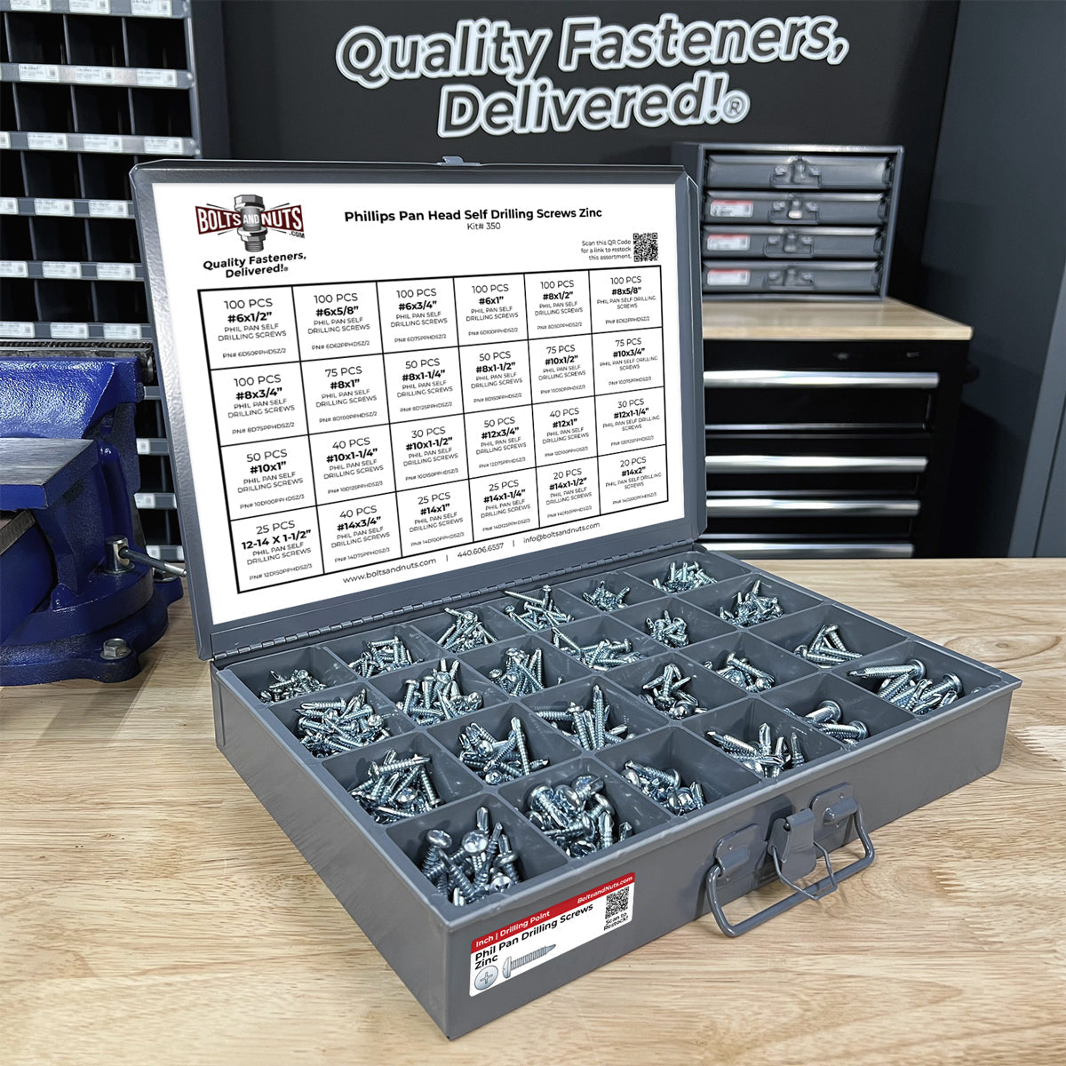 Inch Phillips Pan Head Self Drilling Screws Zinc Assortment - 1421 PCS