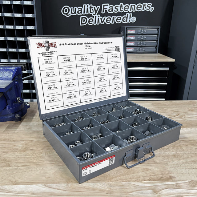 18-8 Stainless Steel Finished Hex Nut Coarse & Fine - 968 pcs