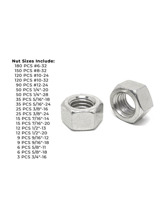 18-8 Stainless Steel Finished Hex Nut Coarse & Fine - 968 pcs