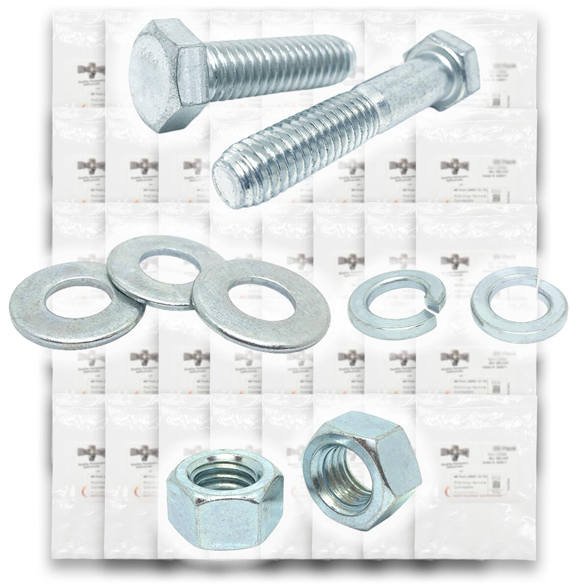 Metric Class 10.9 Hex Cap Screws, Hex Nuts, Flat & Lock Washers Coarse Thread Zinc Clear - 1268 PCS