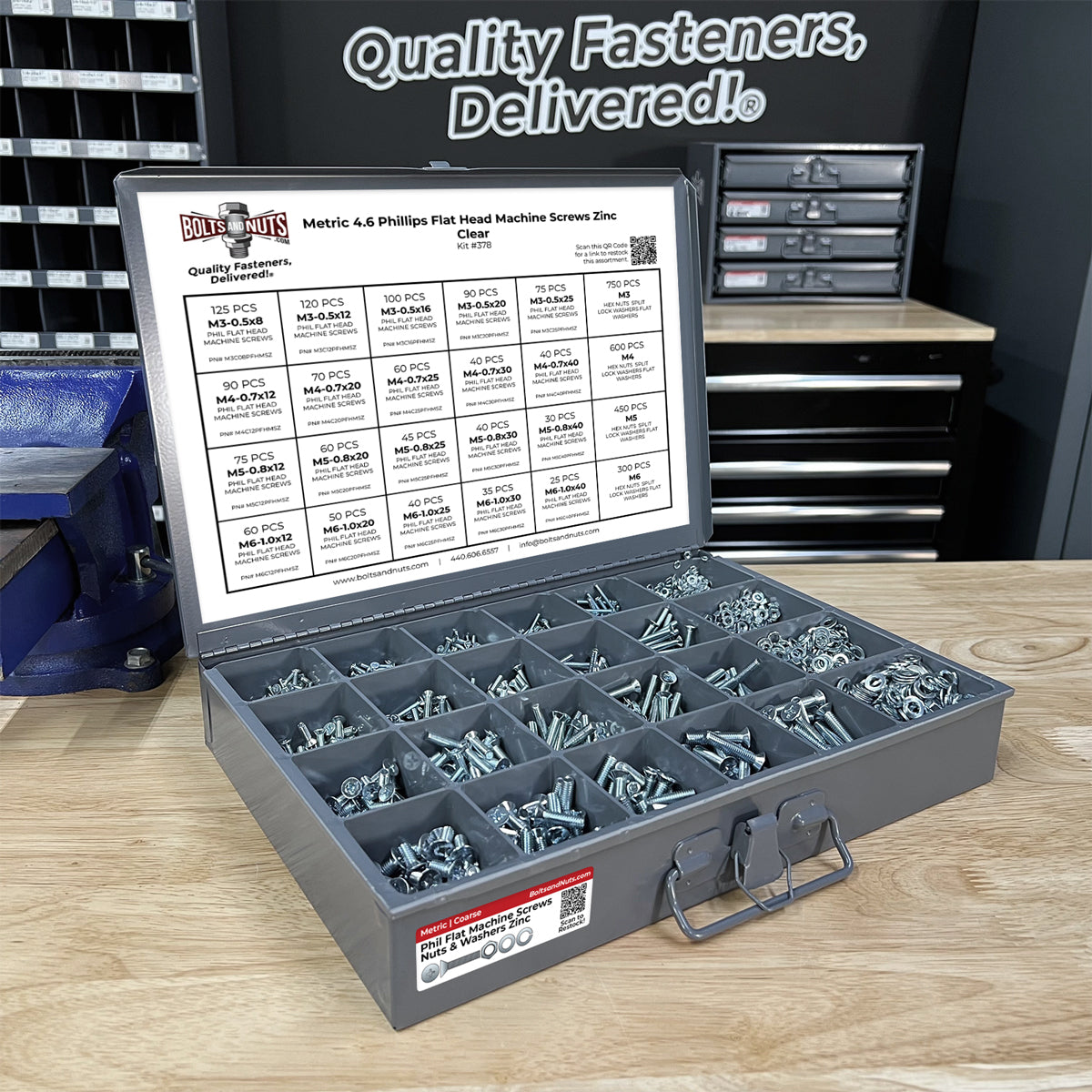 Metric Flat Machine Screws Zinc Clear Assortment - 3371 PCS