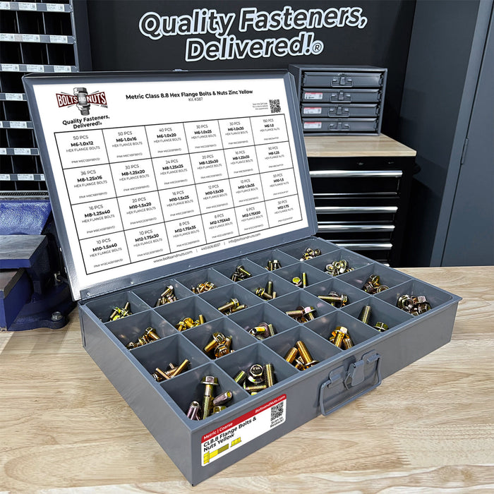 Metric Class 8.8 Hex Flange Bolts & Nuts Assortment - 765 PCS