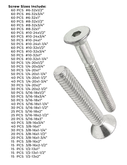 Stainless Steel Flat Head Socket Cap Screws - 1655 PCS