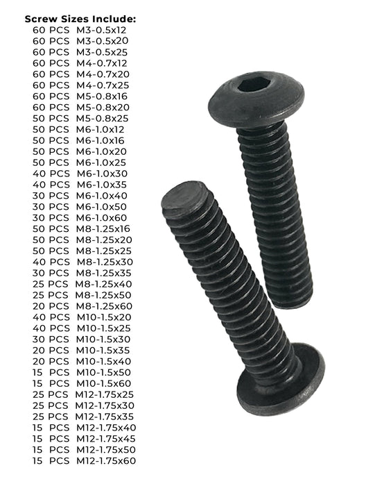 Metric Class 12.9 Button Socket Head Cap Screws - 1511 PCS