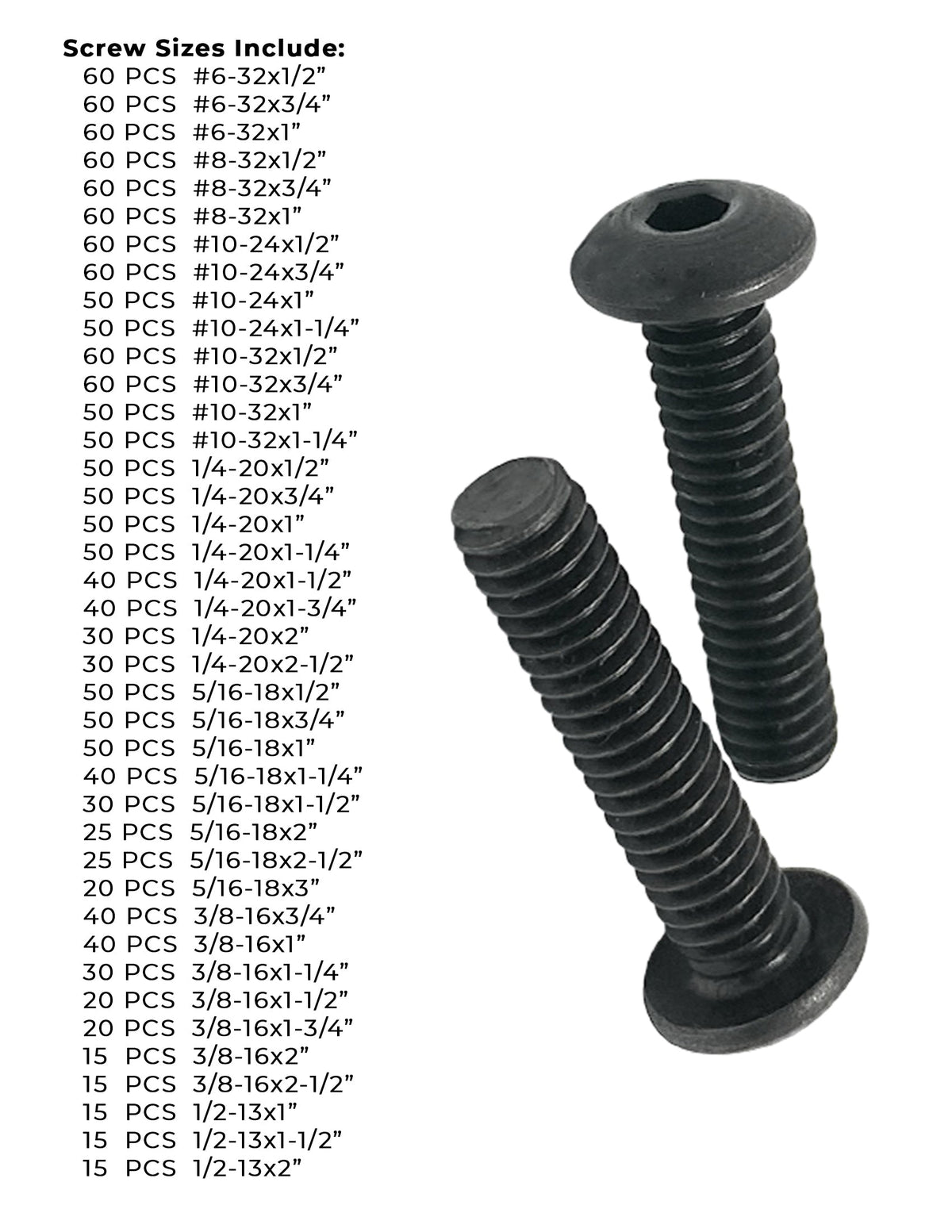Alloy Button Socket Head Cap Screws Black Oxide- 1655 PCS