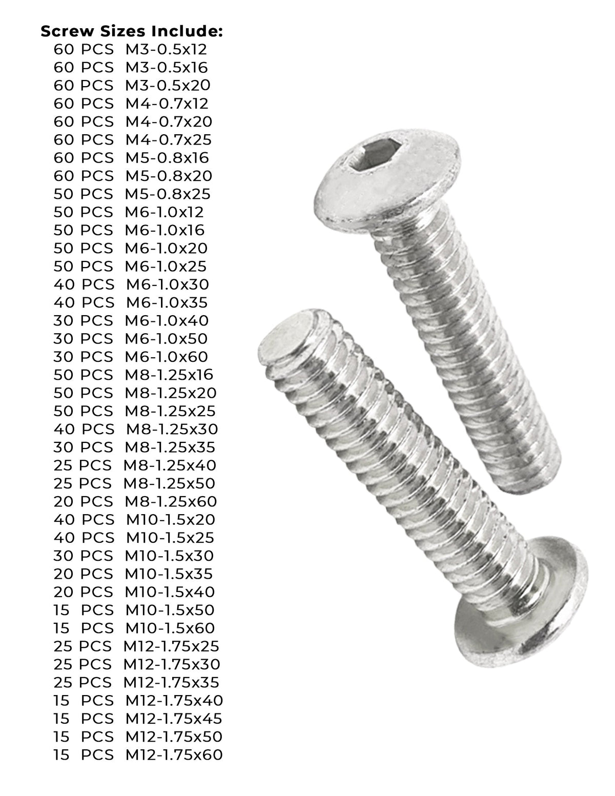 Metric Stainless A4-70 Button Socket Head Cap Screws  - 1520 PCS