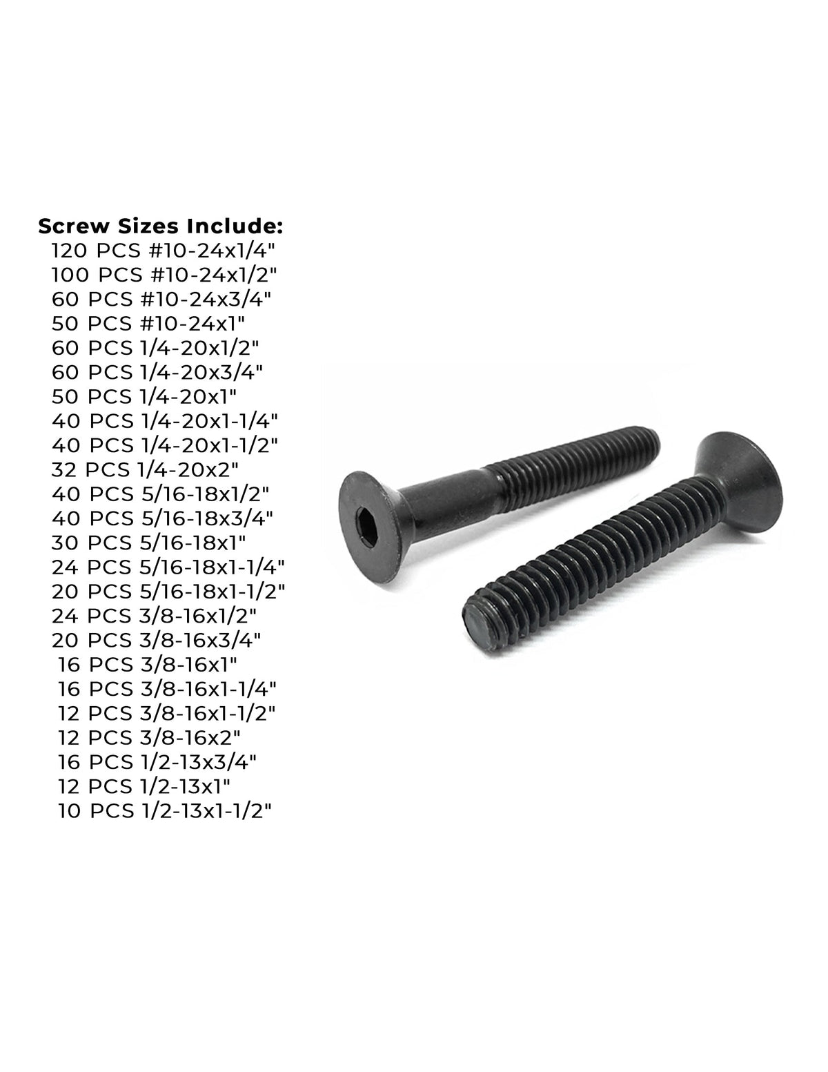Alloy Flat Socket Head Cap Screws Black Oxide - 904 pcs