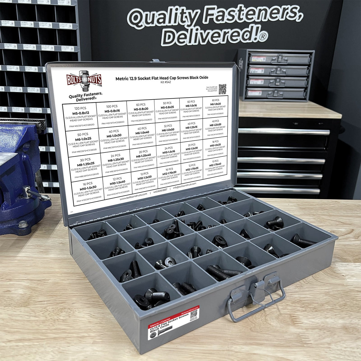 Metric Class 12.9 Flat Socket Screws Black Oxide - 905 PCS