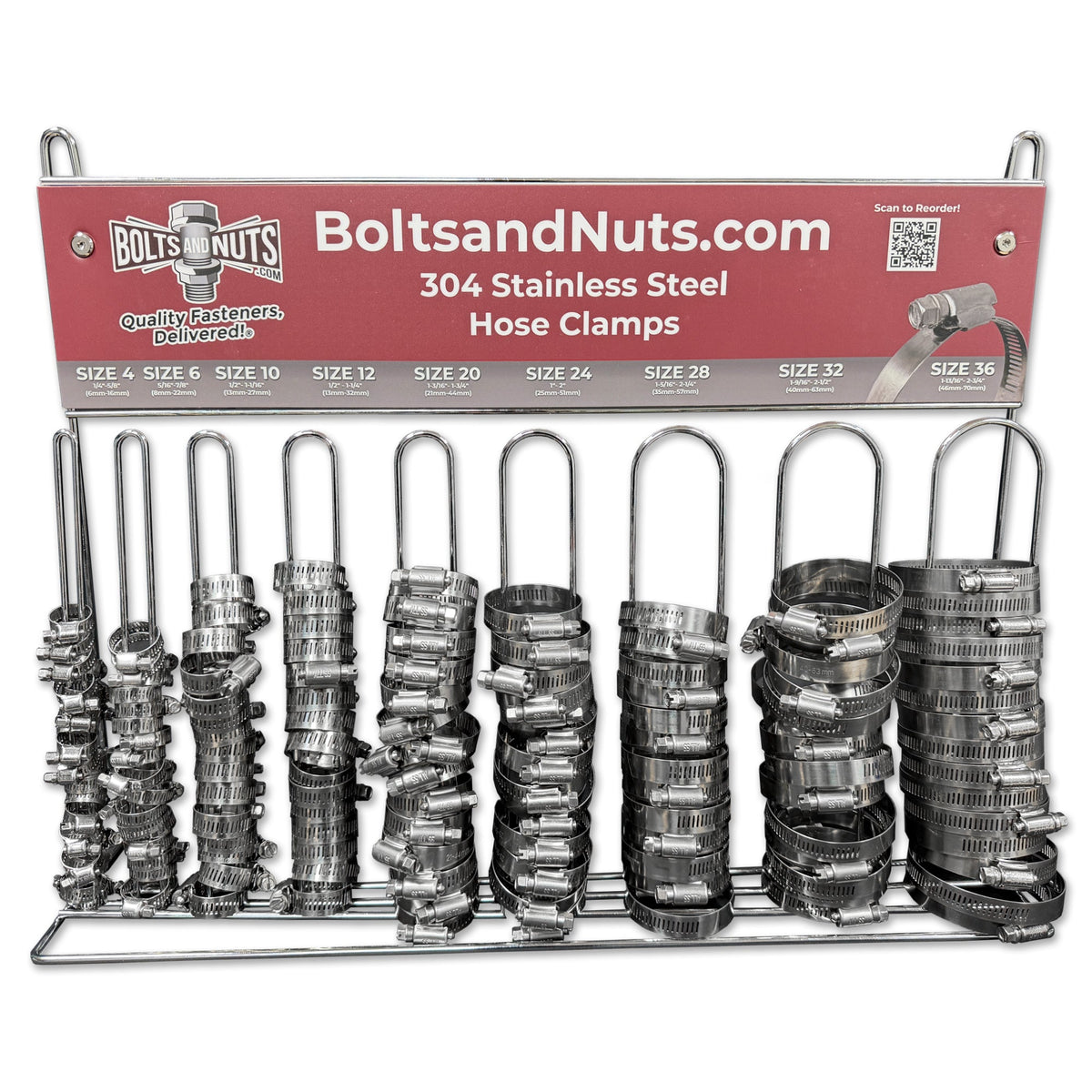 304 Stainless Steel Worm Gear Hose Clamps - 146 PCS