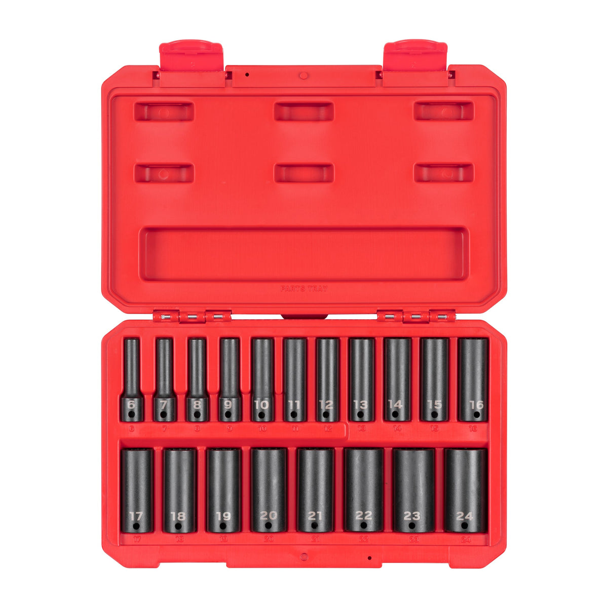 3/8 Inch Drive Deep 12-Point Impact Socket Set with Case, 19-Piece (6 - 24 mm)