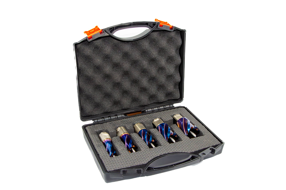 5 Piece Set with 1" Depth of Cut - nACo (Nano-Composite) Coated Blue Annular Cutter