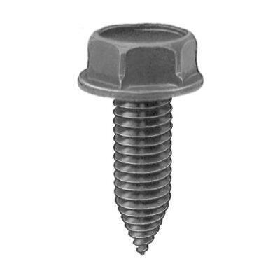 M8-1.25x25mm Hex Washer Head Tapping Screw, Type CA, 17mm Washer, Black Polyseal