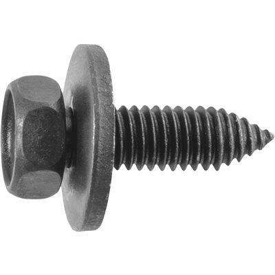 M6-1.0x20mm Hex Head Sems Thread Forming Screw, 17mm Washer, Black Phosphate