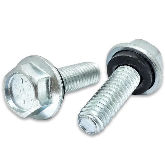 3/8-16x1-1/2" Grade 8 Hex Flange Grain Bin Bolts Rubber Washer Zinc