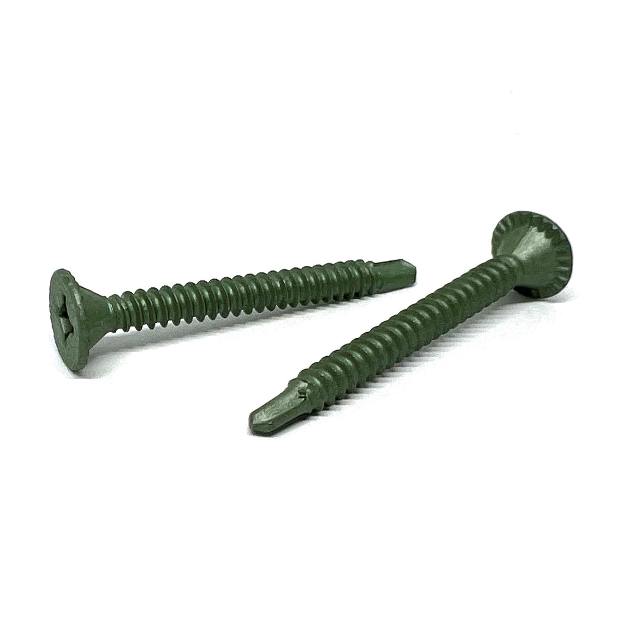 #8x2-1/4" Combo Flat Head Self Drilling Cement Board Screws Zinc Green