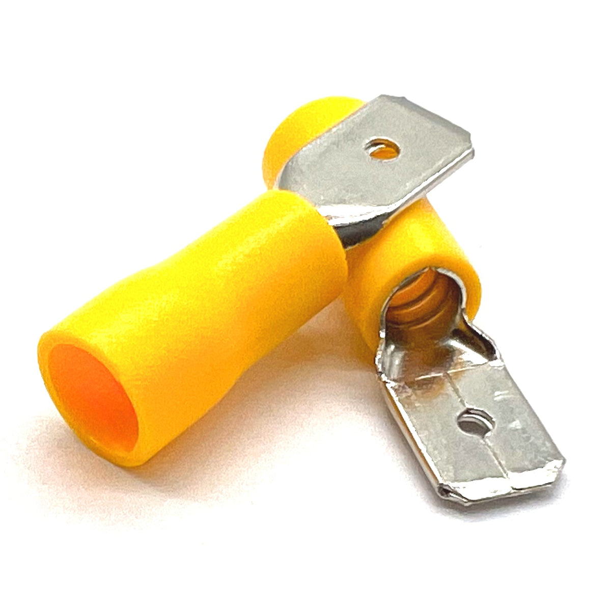 Yellow PVC/Vinyl Male Spade Crimp Connector, AWG 12-10