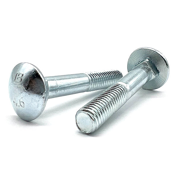M12-1.75x80 Class 4.6 Round Head Carriage Bolts Zinc