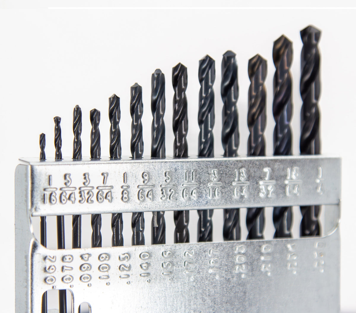 13 Piece HSS Black Oxide Jobber Length Drill Bit Set, DWDN, 1/16" - 1/4"