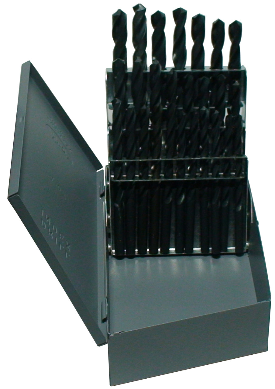 26 Piece HSS Black Oxide Jobber Length Split Point Drill Bit Set, D/ASP, A -Z