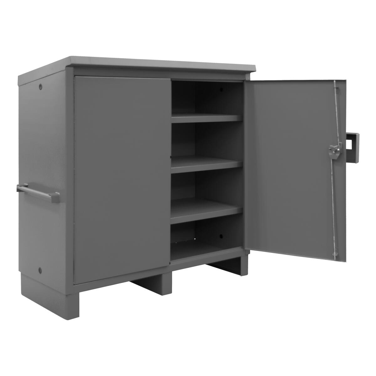 Lockable Jobsite Storage Cabinet with 3 Shelves