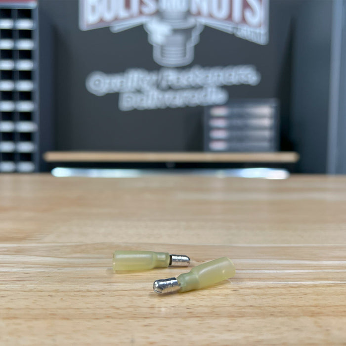 Yellow Heat Shrink Marine Grade Male Bullet Connectors, AWG 12-10