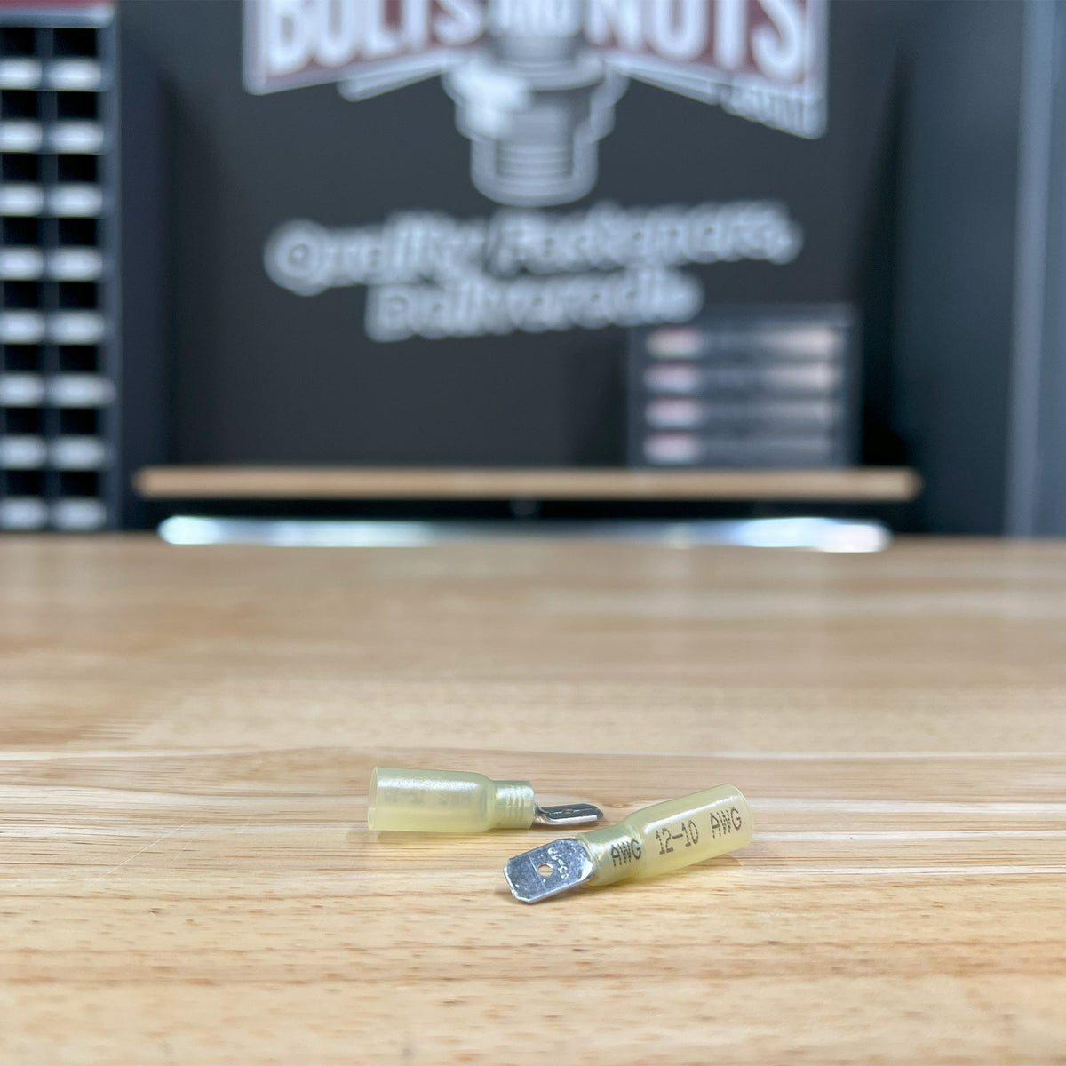 Yellow Heat Shrink Marine Grade Male Spade Connectors, AWG 12-10