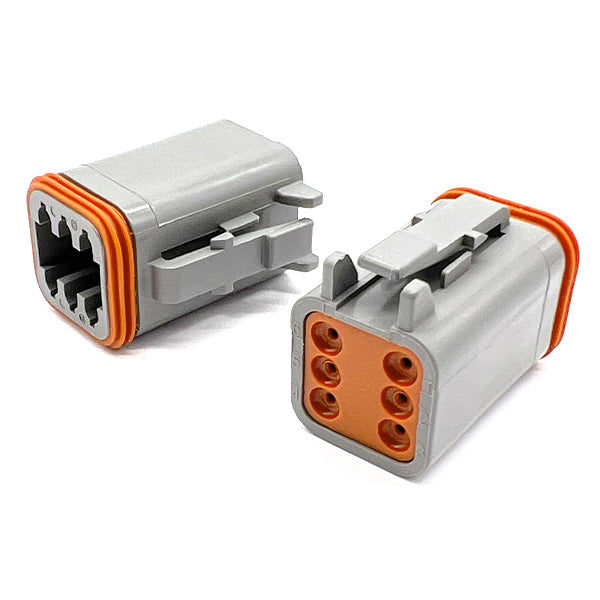 6 Pin DT Water Proof Connector Recepticle, Male, Including Rubber Seal