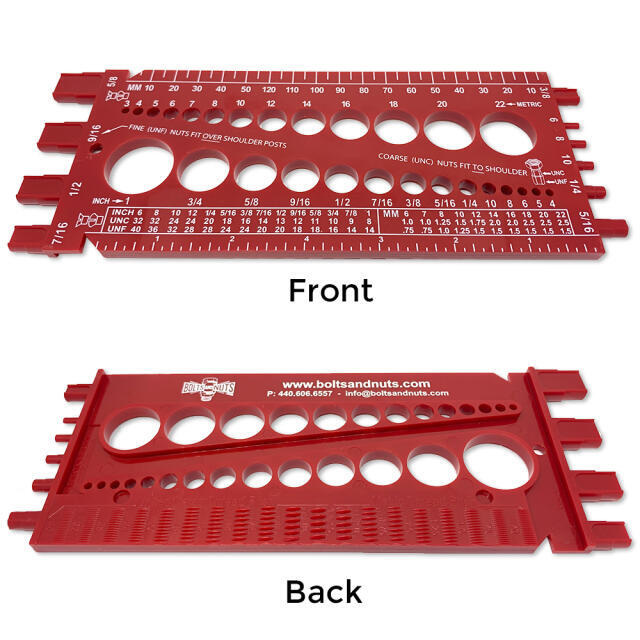 Bolt Nut & Screw - Thread & Size Checker Gauge (Inch & Metric)