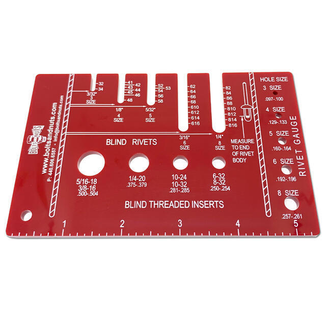 Blind Pop Rivet & Rivet Nut Size Checker Gauge