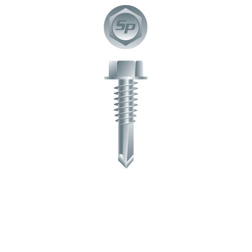 #12 Strong-Point Hex Washer Head 12-24 x 7/8, Zinc